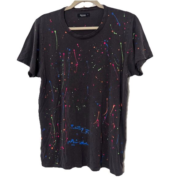 Michael Lauren T Shirt Womens S Gray Oversized Short Sleeve Grafiti Distressed - Picture 1 of 6